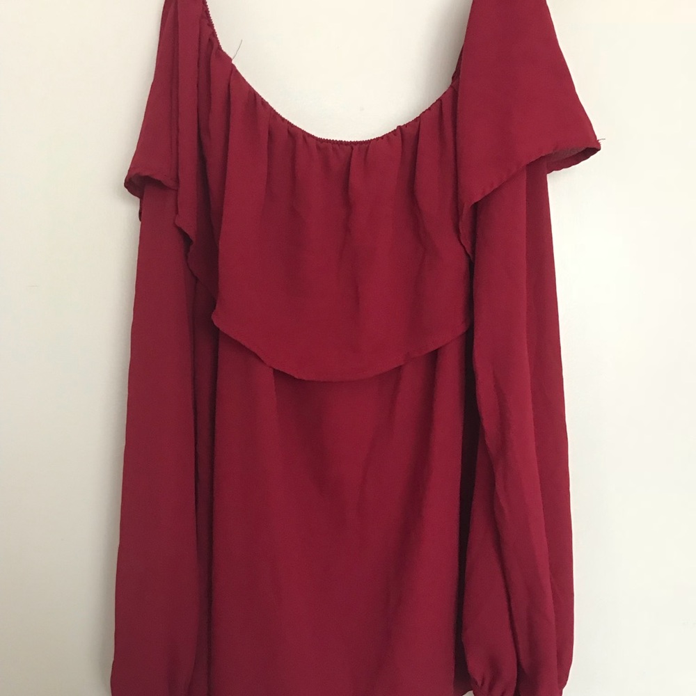 Off the shoulder red top